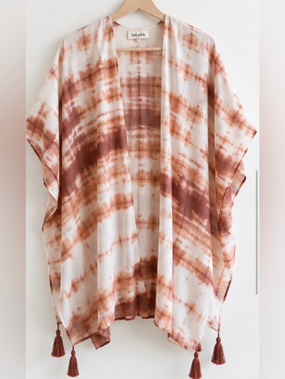 Talula Cream & Brown Tie-Dye Kimono